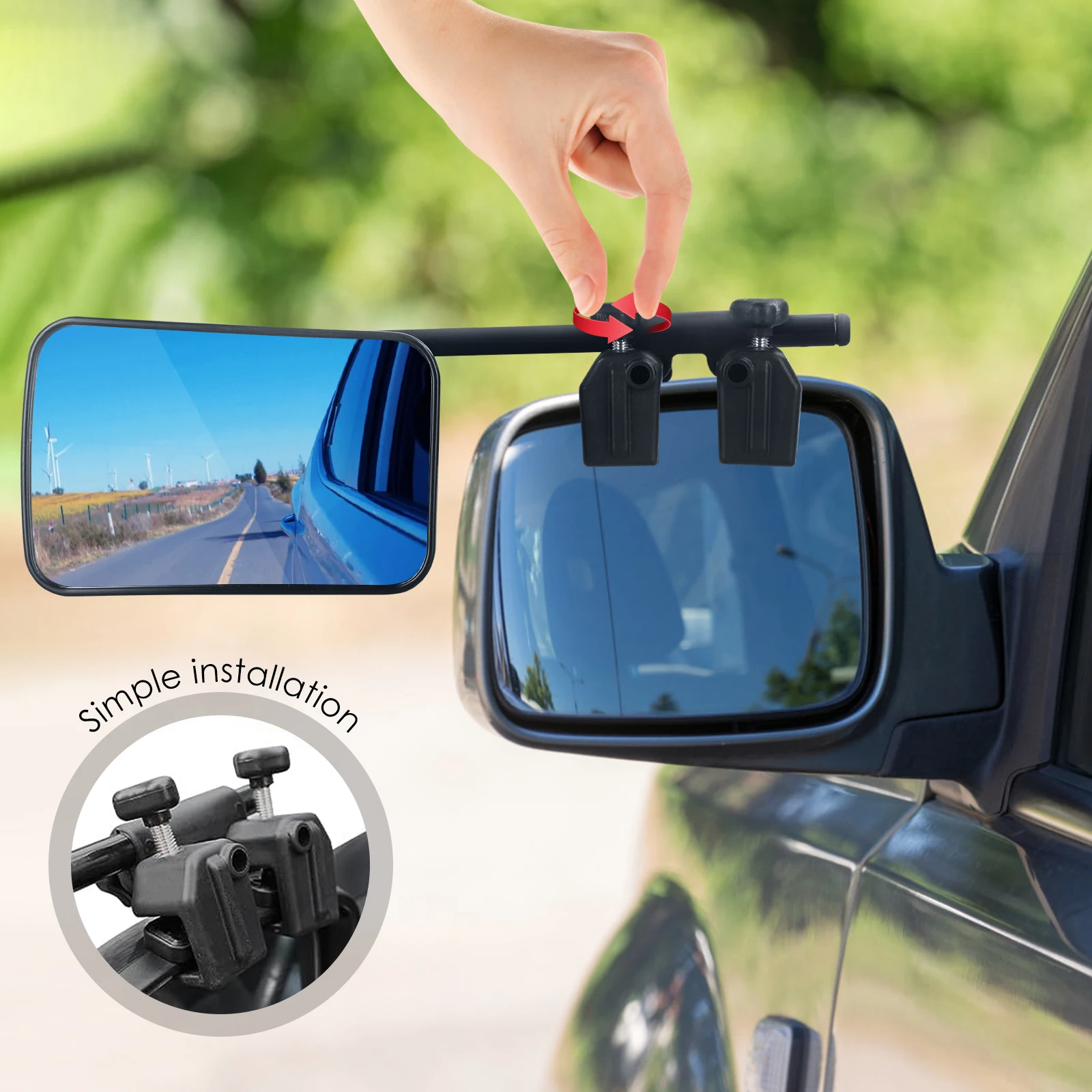 2PCS Universal Towing Mirror Tow Mirror Caravan Trailer Car Rear View Mirror Blind Spot Convex Wide Angel Safe Hauling Extension