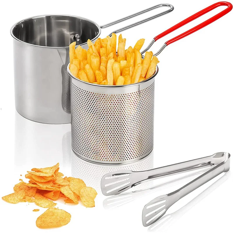 Frituurpot Met Zeef Mand Tong Rvs Japanse Tempura Koekenpot Voor Frietjes Kip