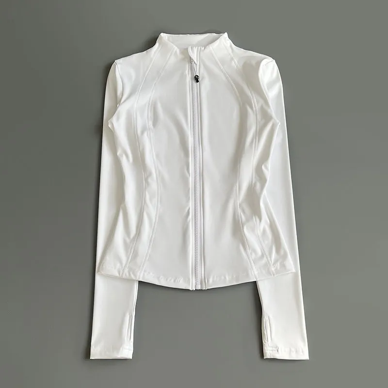 Women Full Zip Long Sleeve Athletic Jacket Thumb Holes Slim Fit Quick Dry Running Gym Yoga Fitness Sports Coat image 2
