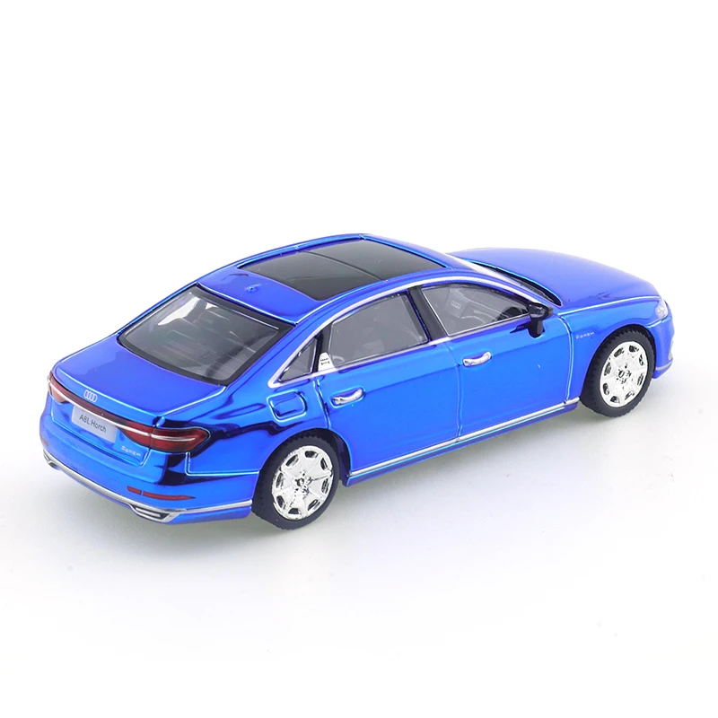 MASDI 2021 Audi A8L- Modello in lega blu elettrolitica, collezione di giocattoli decorativi per bambini, regali natalizi per bambini.