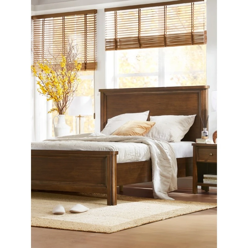 

American furniture bedroom wedding bed, high-end solid wood bed, double bed, retro master bedroom 1m 8 double bed
