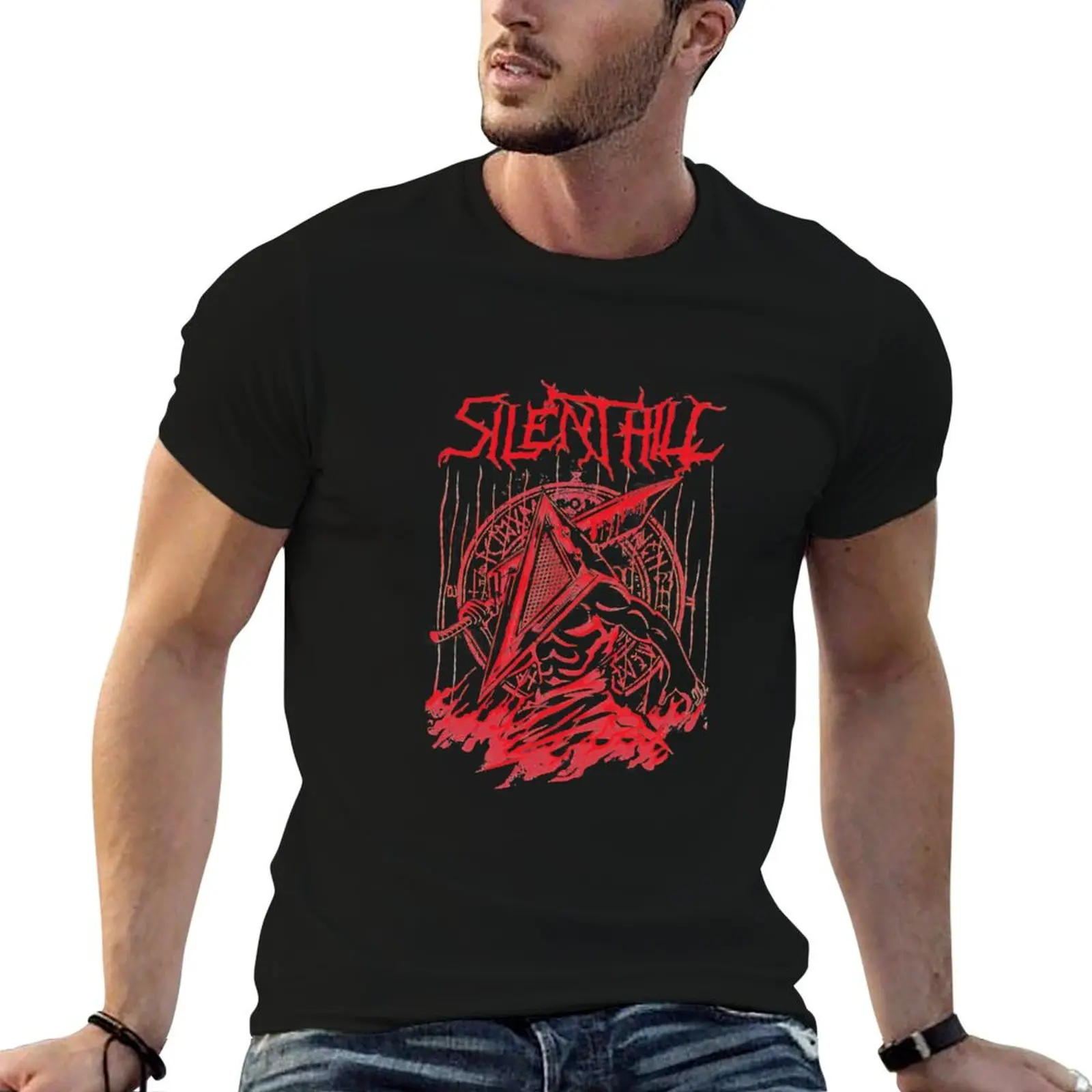 Silent Red Thing , Silent Hill, Pyramid Head, Heavy Metal, Band Tee, Horror , Video Game , Movie, Re T-Shirt