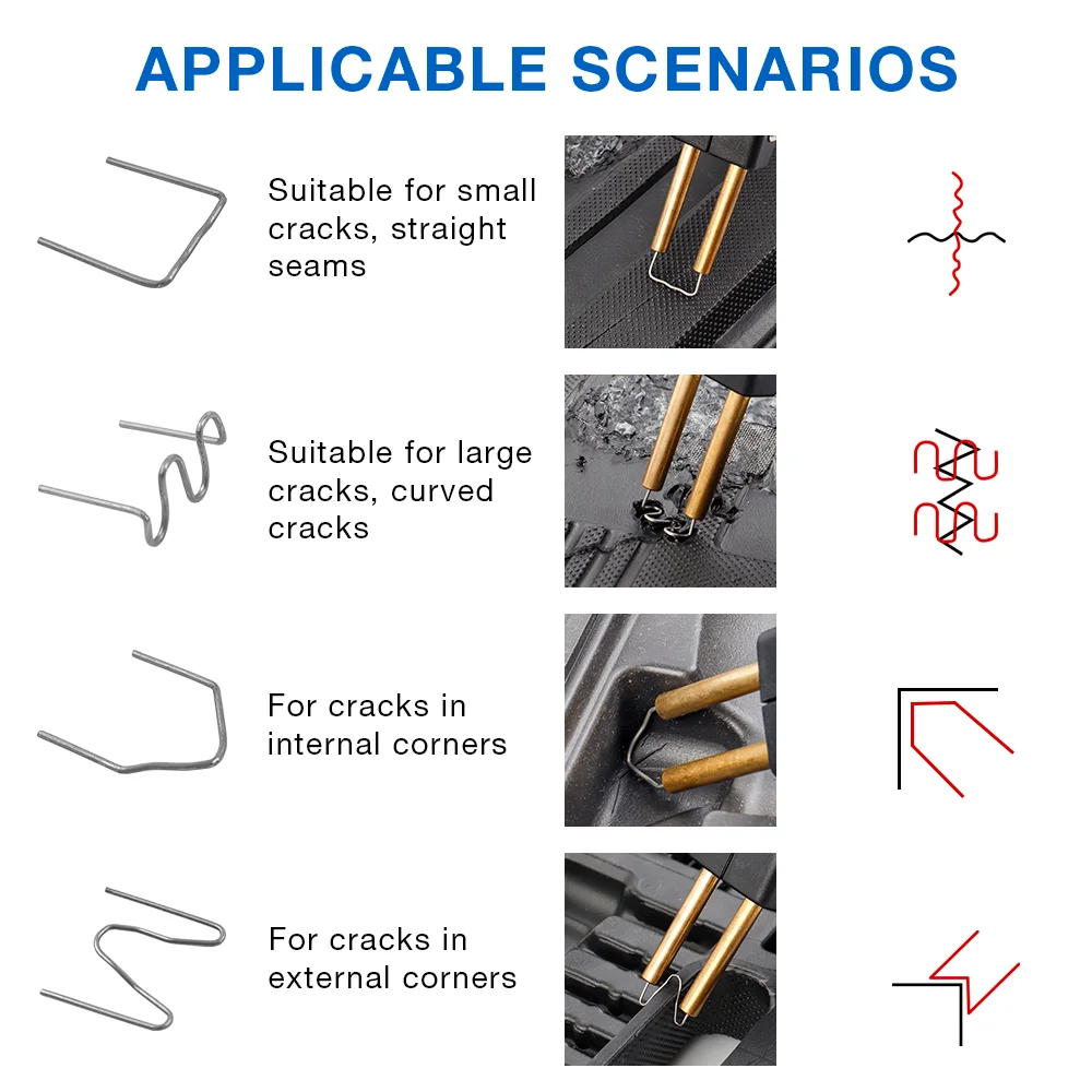 3000 pezzi di chiodi per saldatura, 6 modelli di chiodi per saldatura in plastica, graffette ondulate pretagliate, riparazioni paraurti, riparazioni