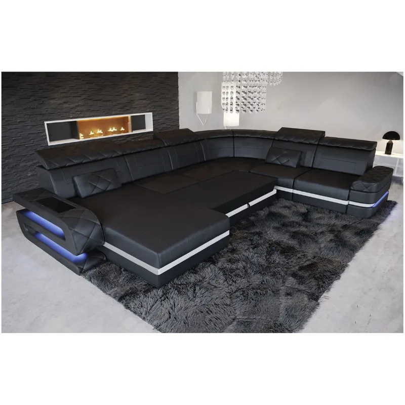 Nordic modern simple top-layer cowhide sofa combination home U-shaped