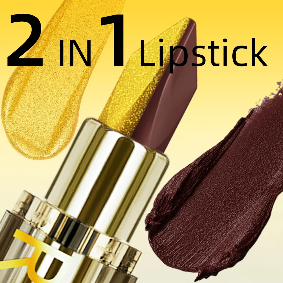 Rossetto metallizzato bicolore con glitter luccicanti Penna per labbra Finitura in velluto opaco Tinta per labbra liscia ad alto pigmento Trucco coreano