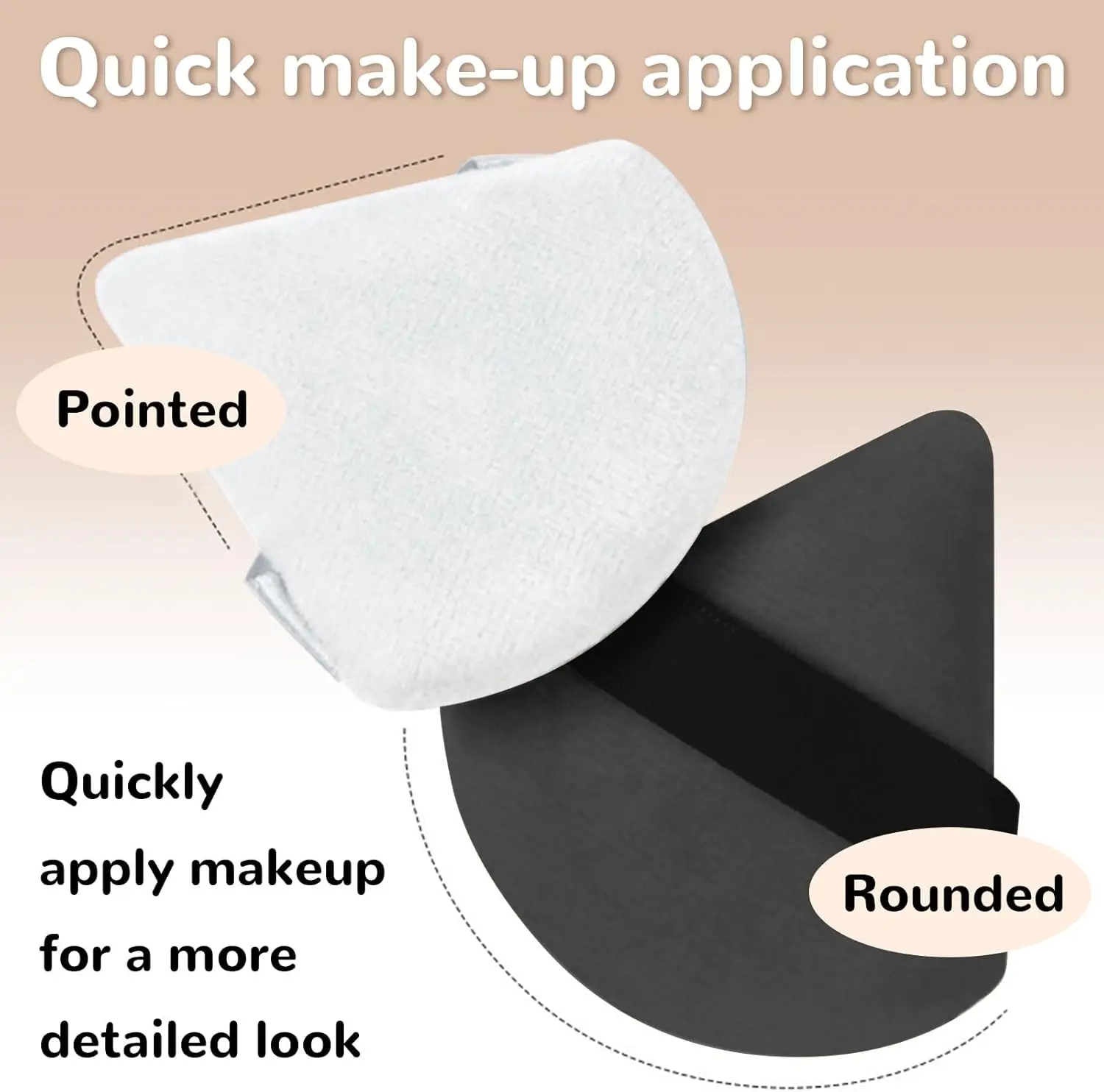 8pcs Velour Powder Puff Set w/4 Travel Cases | Triangle Reusable Makeup Puffs for Loose/Foundation Powder | Cosmetic Sponge Kit