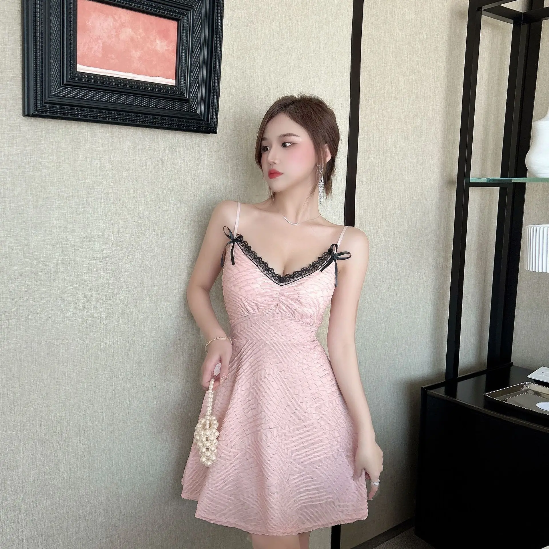 

Wisuwore 2023 Night Headquarters Dress Sexy Low-cut Halter Skirt Cover Belly Thin A-line Skirt Nightclub Night Show Work Clothes