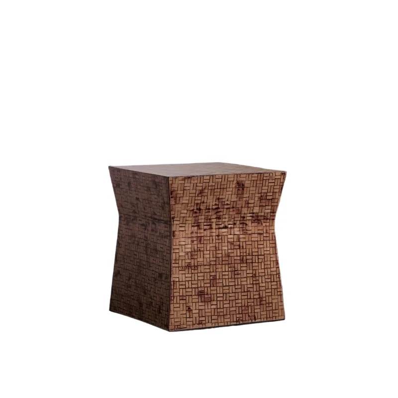 

Mid-Century Textured Square Side Table Modern Niche Design Mobile Coffee Table for Sofa and Vacation Rental