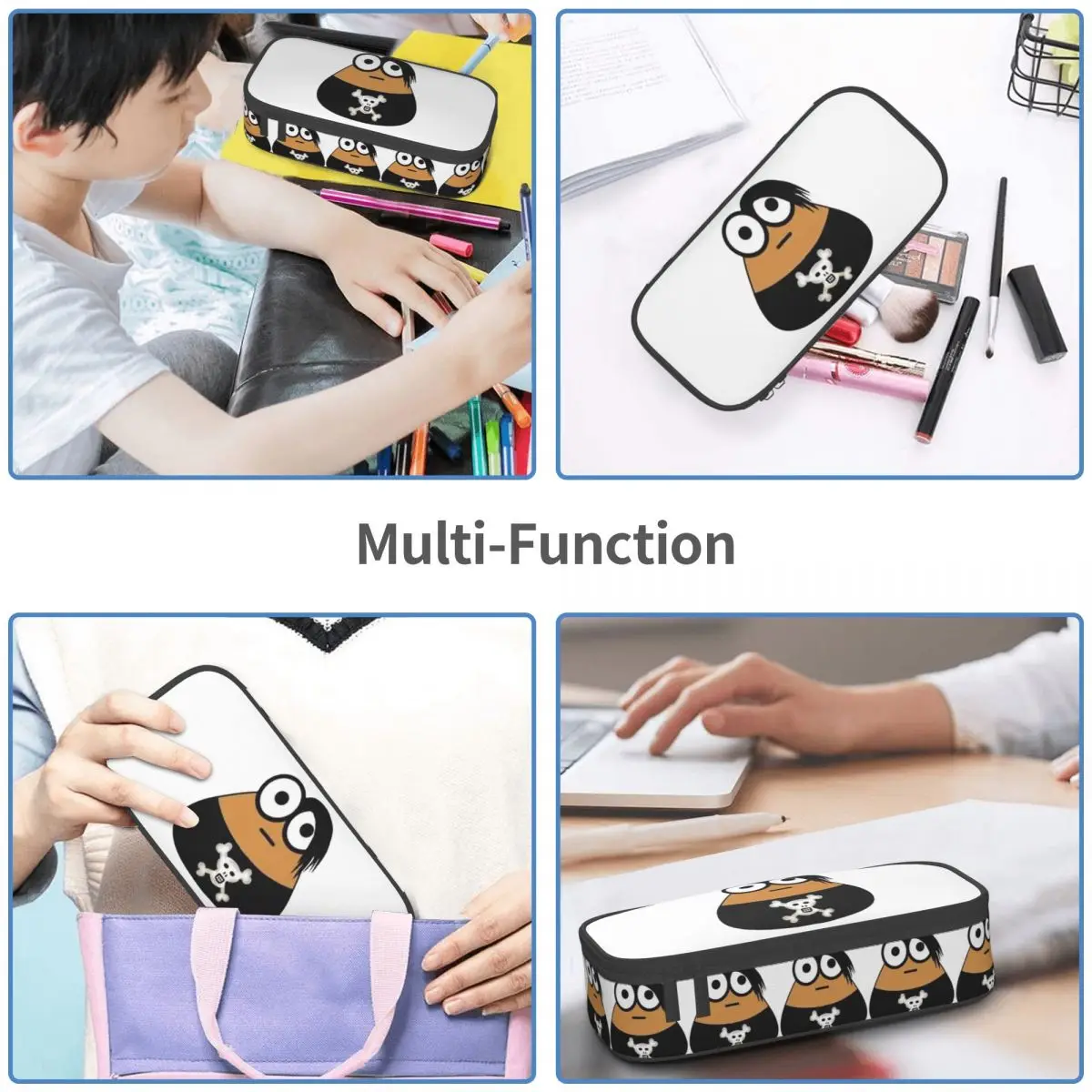 Emo Goth Pou Meme Brown Alien Baby Mobile Pet Pencil Cases for Students Pen Box Pencil Bag Pencil Pouch Pen Holder - view 4