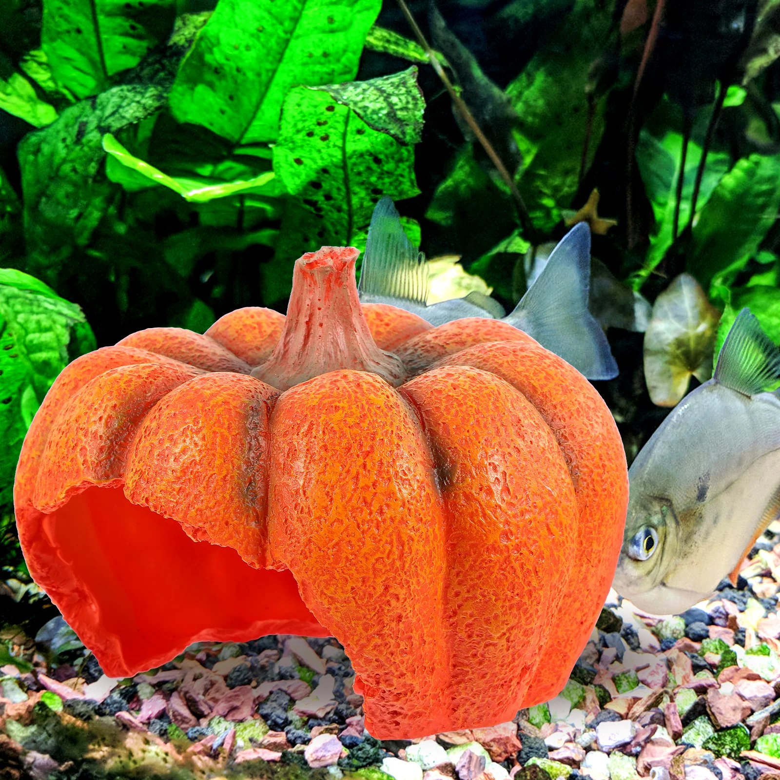 

Orange Pumpkin Fish Shelter Aquarium Decoration Terrarium Hiding Cave Turtle Tank nament Fish Tank Accessory Rock Scenery Pet