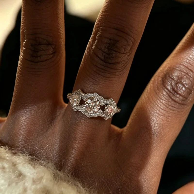 Similar To Famous Figures From Japan and South Korea - Super Lightning Octagonal Arched Synthetic Morganite Ring