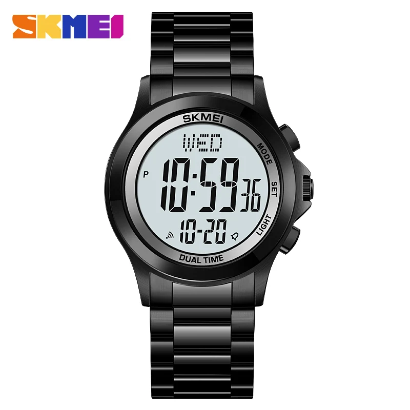 SKMEI 2271 New Elegant Men's Luxury Waterproof Sports Digital Watch Stainless Steel Compact Men's Electronic Watch Montre Homme