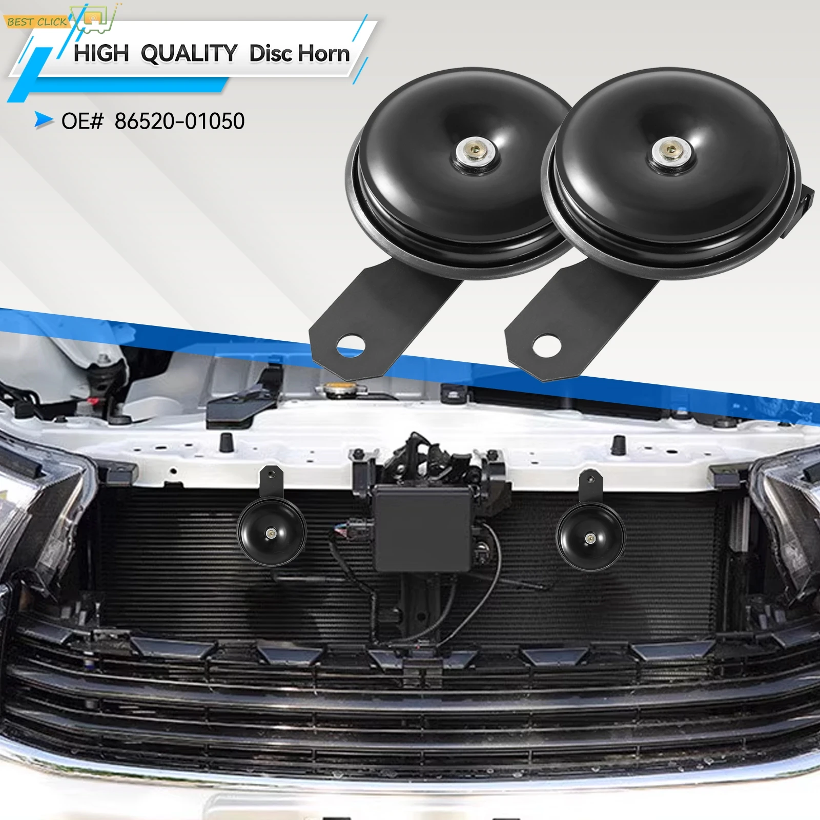 

2PCS Horn Disc Set Low Tone For Toyota Camry Yaris Crown Corolla Tacoma Supra Verso Aygo RAV4 Prius Highlander Scion 86520-01050