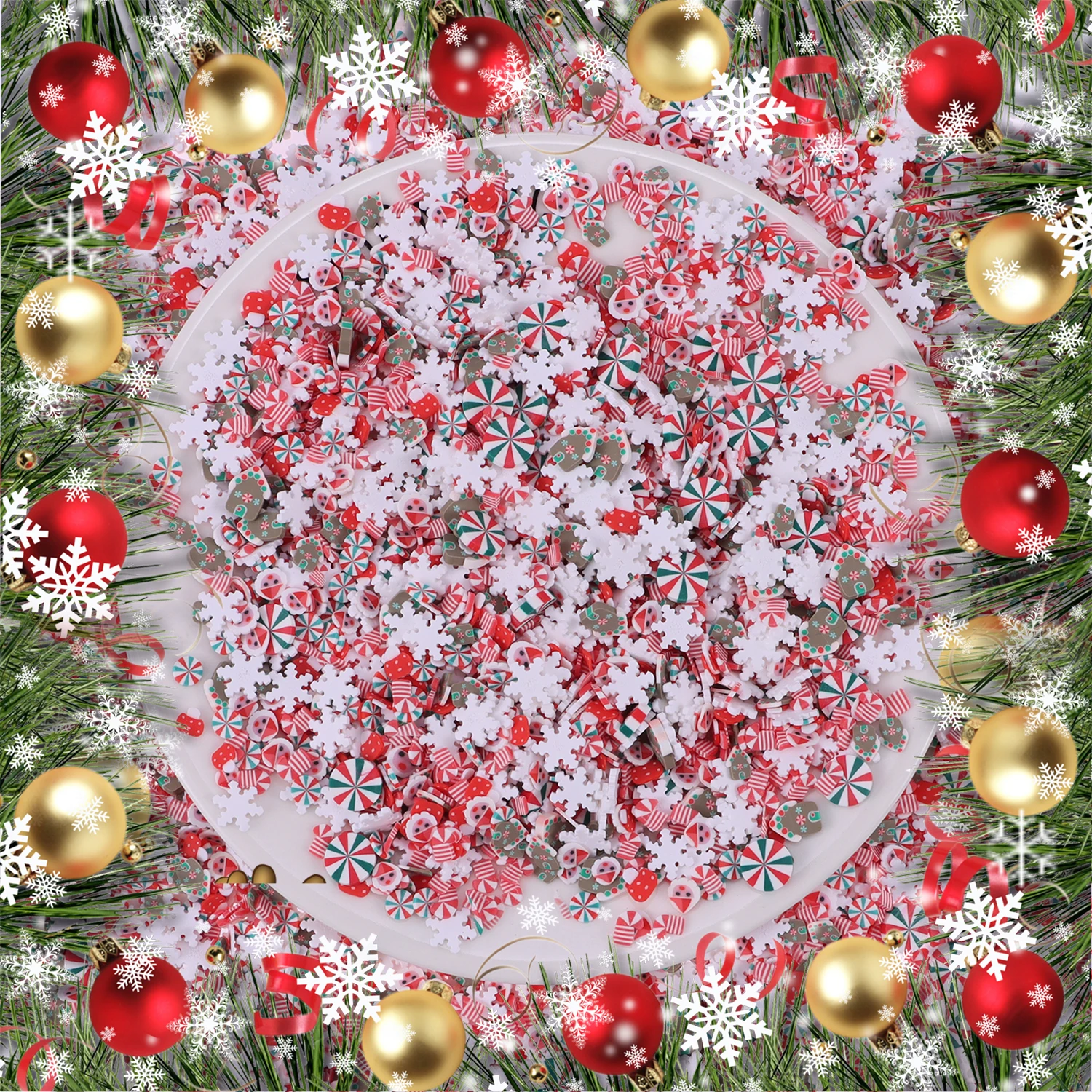 40 g Weihnachts-Polymer-Ton-Scheiben, Epoxidharz-Füller, niedliche Schneeflocke, Urlaub, Schleim, Materialien, DIY, Basteln, Maniküre-Zubehör – Detail 2