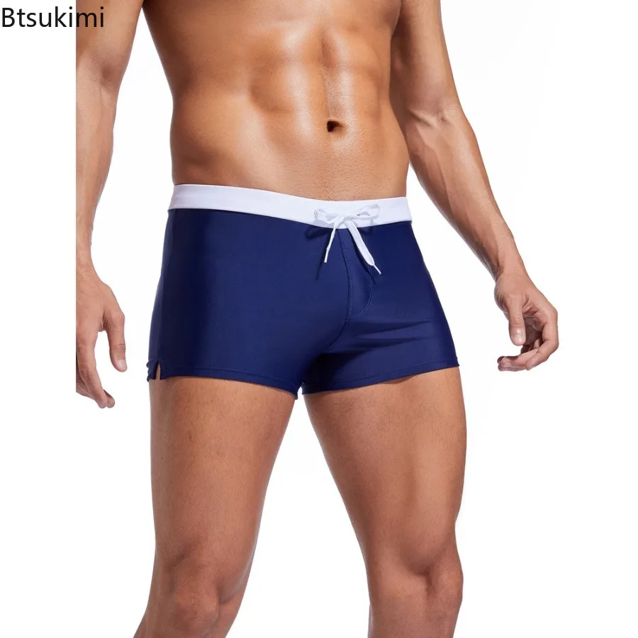 2025 صيف جديد بلون رجالي جذوع الملاكم السباحة موضة الجيب الخلفي تصميم بناطيل الشواطئ تنفس شورتات للبحر للرجال #6