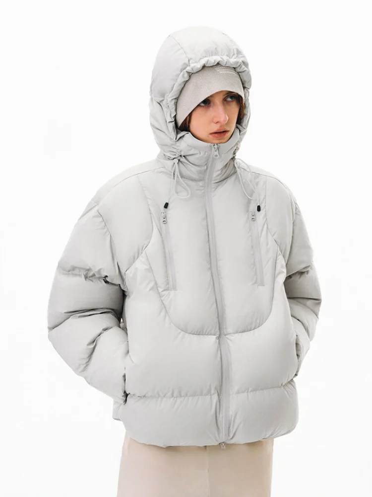 Couple's Short Thickened Cotton Jacket Loose Fit Warm Men's Outerwear Korean Style Commute Polyester Fabric Hooded Zipper