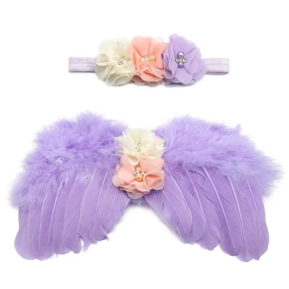 New Newborn Photography Accessories Angel Wing Baby Photo Props Feather Wing Costumes For Infants Girls Headwear Kids Dress