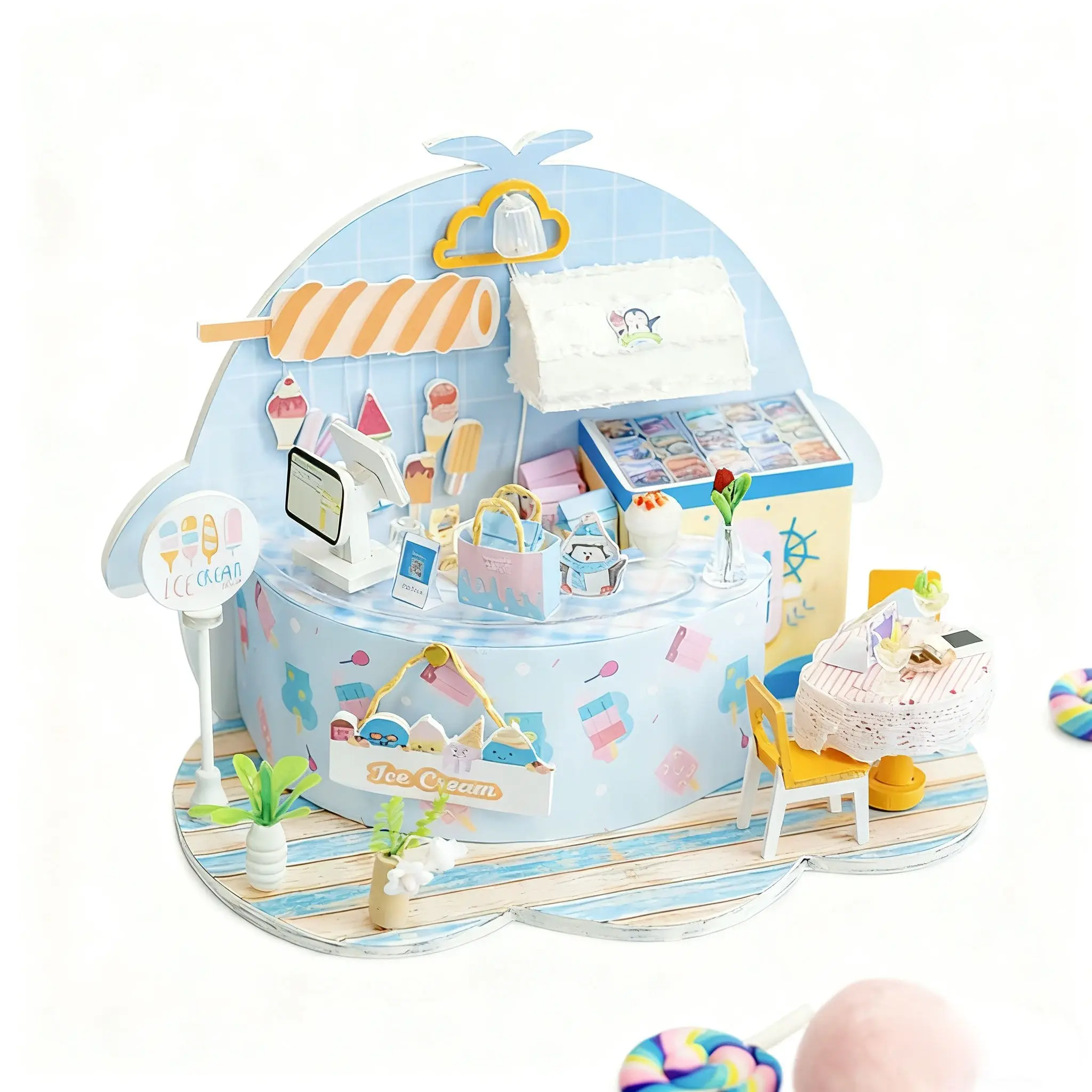 Diy casa de estimação artesanal em miniatura kit casa de bonecas bonito animal cabine montagem presente criativo para aniversário meninos meninas