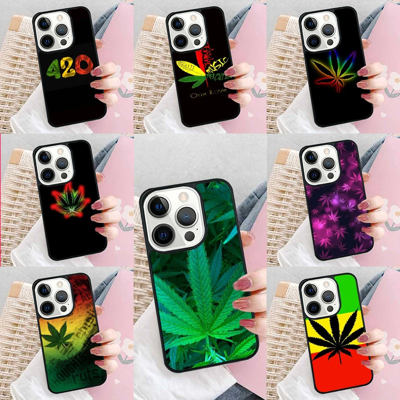 Weed Leaf Pot Rasta Reggae Phone Case Cover for iPhone 16 Promax 15 Pro 13 14 Plus 11 12 Mini XR XS MAX Coque