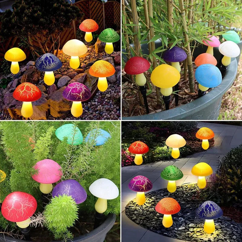 8-Pack Cracked Mushrooms Lights For Garden Decor, Solar Mushroom Lights Outdoor Decor, Whimsical Yard Art For Yard