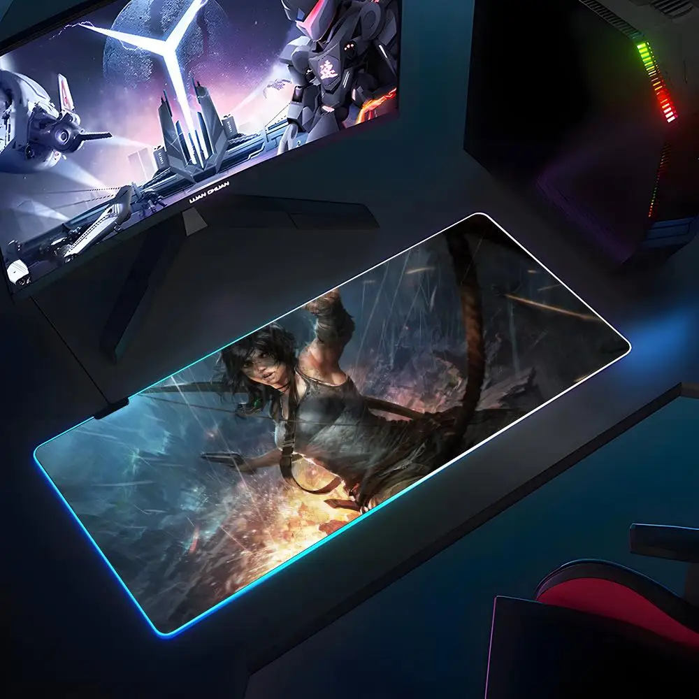 

Tomb Raider Game Mouse Pad RGB Rubber Antislip Keyboard Pad 40x90cm Mousepad Gaming Accessories XXL Office Computer Mat