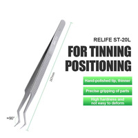 RELIFE ST-20L Anti-magnetic Stainless Steel Tweezers Circuit Board Repair BGA Stencil Placement IC Chip Tinning Positioning Tool
