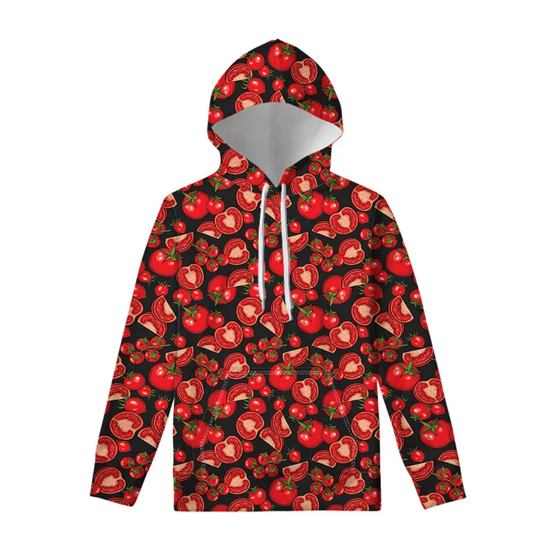 Cute Red Tomato 3d Print Hoodie For Men Women Cartoon Hoody Long Sleeve Loose Hoodies Street Oversized Pullover Swearshirts