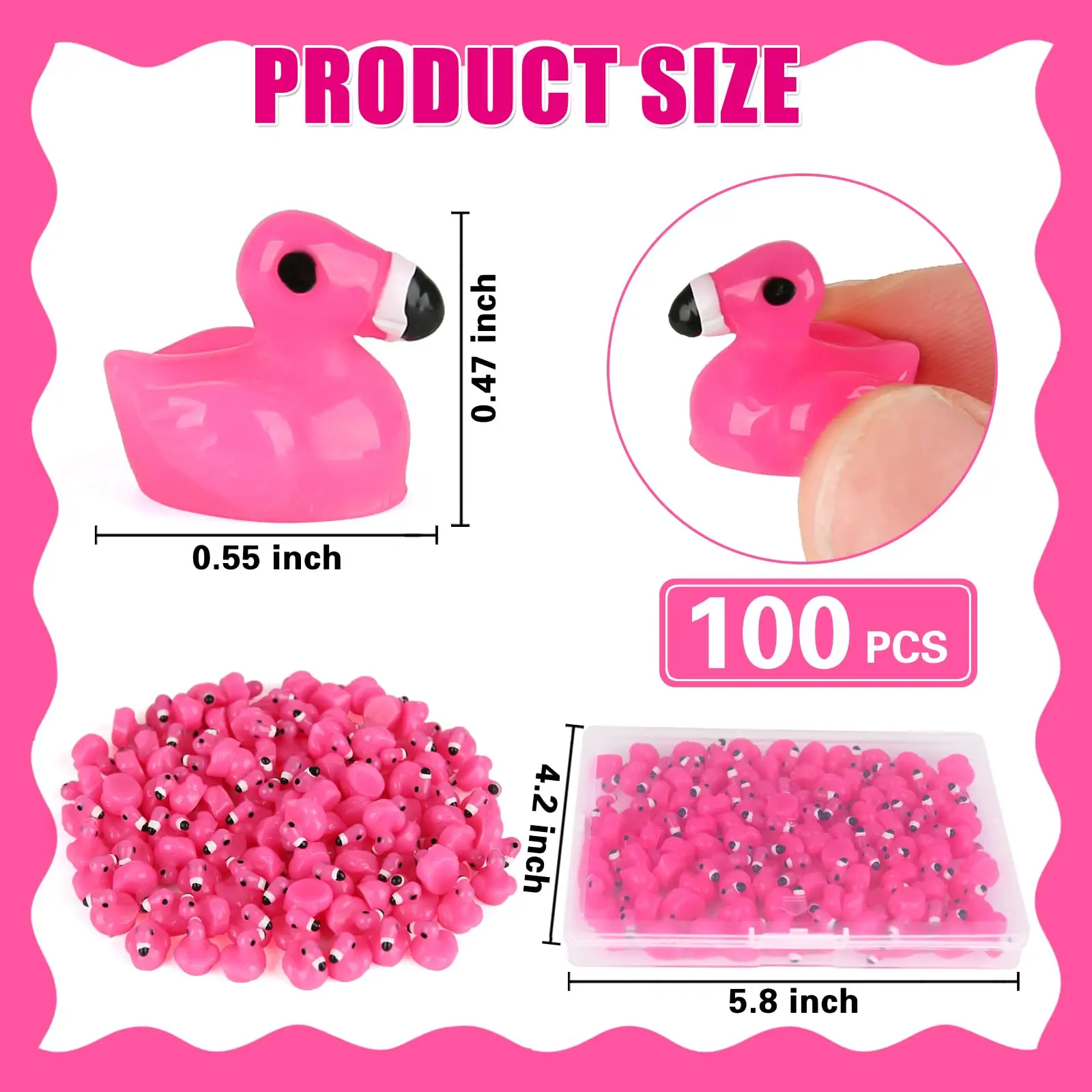 100pcs Mini Flamingo Resin Duck,Pink Flamingo Figurine Toy Bulk for Garden Lawn Flamingo Decor DIY Craft Dollhouse Party Gifts