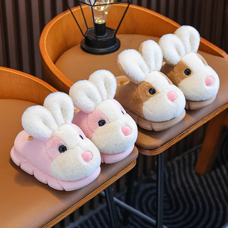 

Winter Children's Cotton Slippers Cute Rabbit Design Boys' And Girls' Warm Comfortable Home Shoes