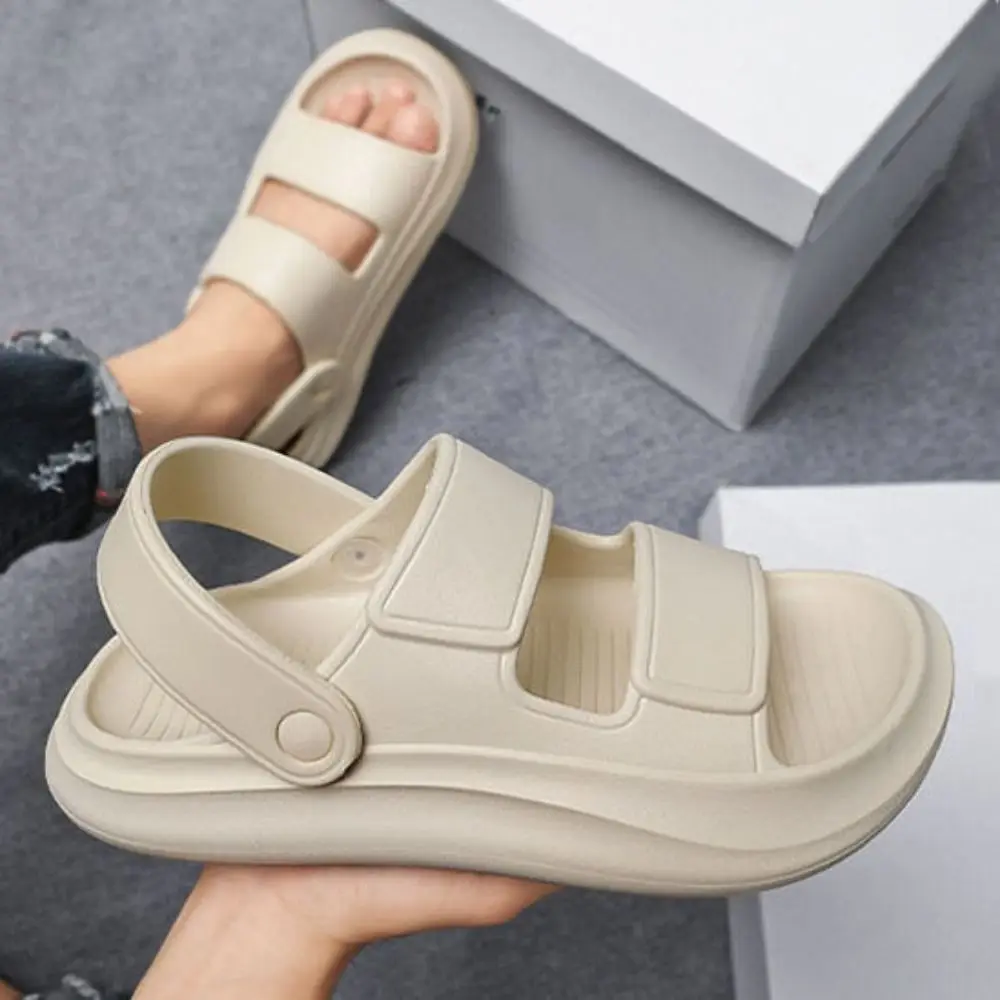 

Модные противоскользящие тапочки из ЭВА на плоской подошве, пляжная одежда с открытым носком, шлепанцы на платформе, сандалии с защитой от запаха, мужские пляжные тапочки