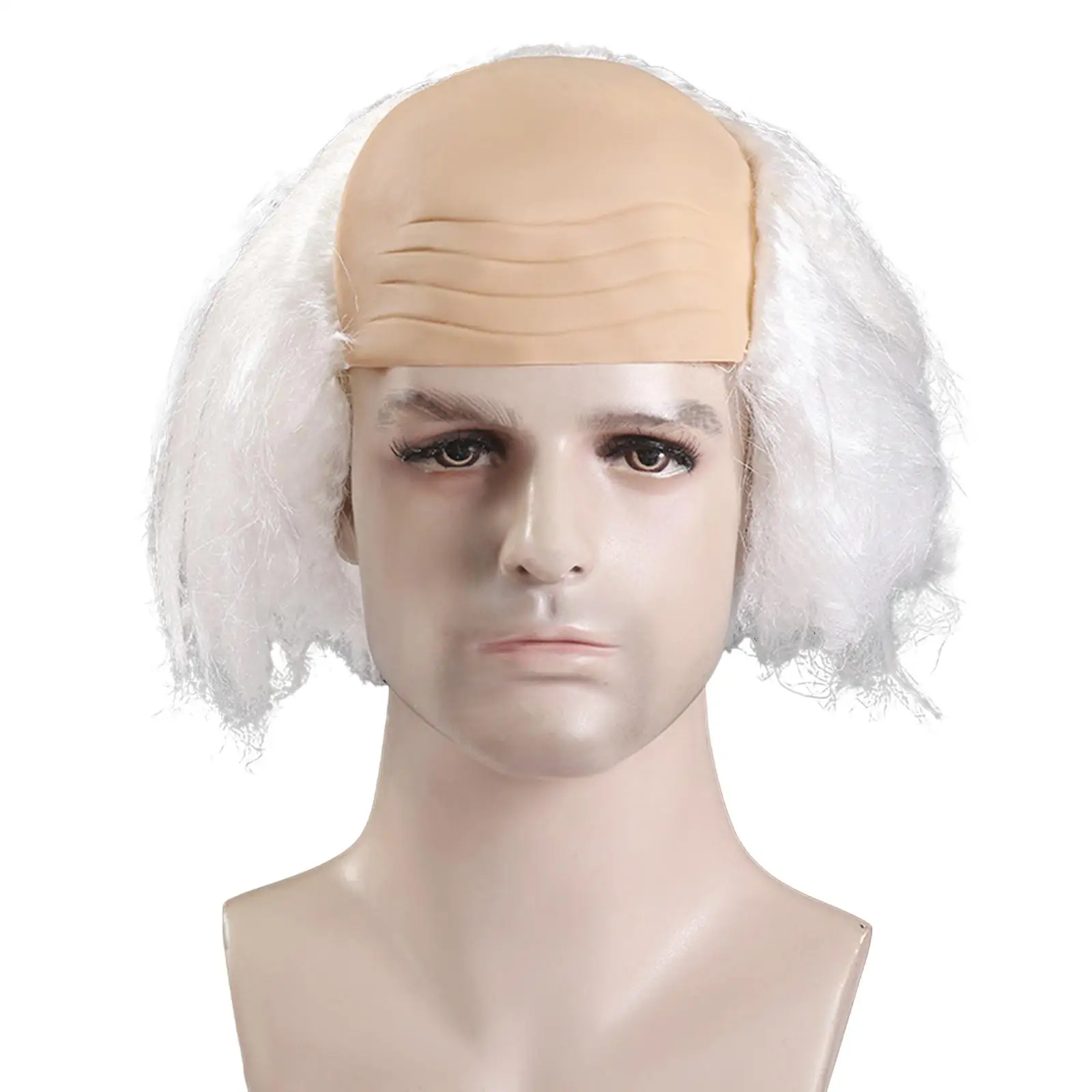 Balding Wig Balding Crazy Scientists Wig for Theme Parties Stage Performance Pro