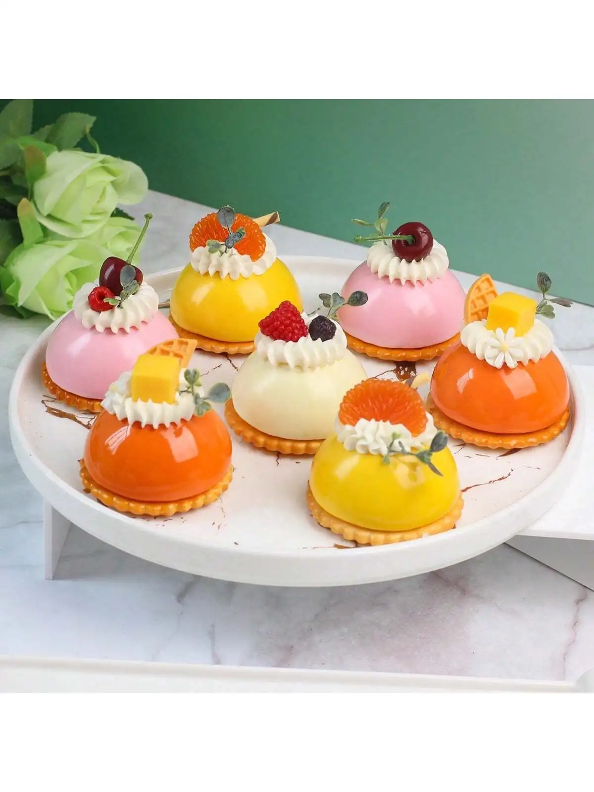 1/4PCS Simulation French Baking Dessert Cream Fruit Cake Showcase Decoration Props Home Life Decoration Sample Model