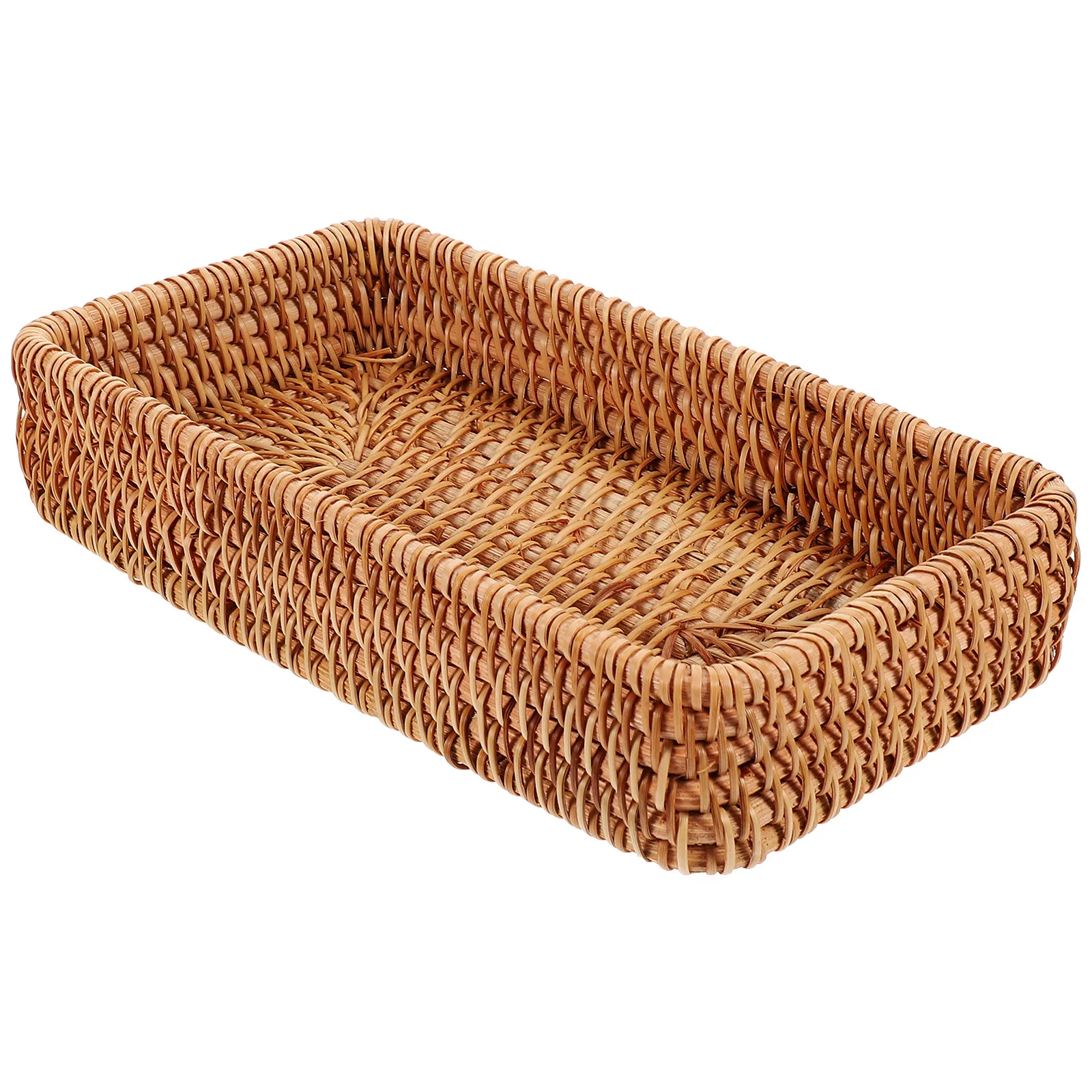 Cesta tejida de ratán para almacenamiento de aperitivos, organizador de pan, Picnic, bebidas de frutas, contenedor rústico portátil ligero, utensilios de cocina