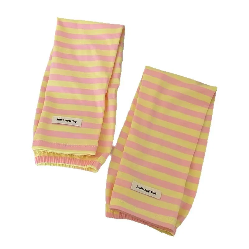 Mangas sueltas a rayas bloqueadas de Color para mujer, nueva protección solar para ciclismo al aire libre, protección para brazos, mangas de hielo transpirables
