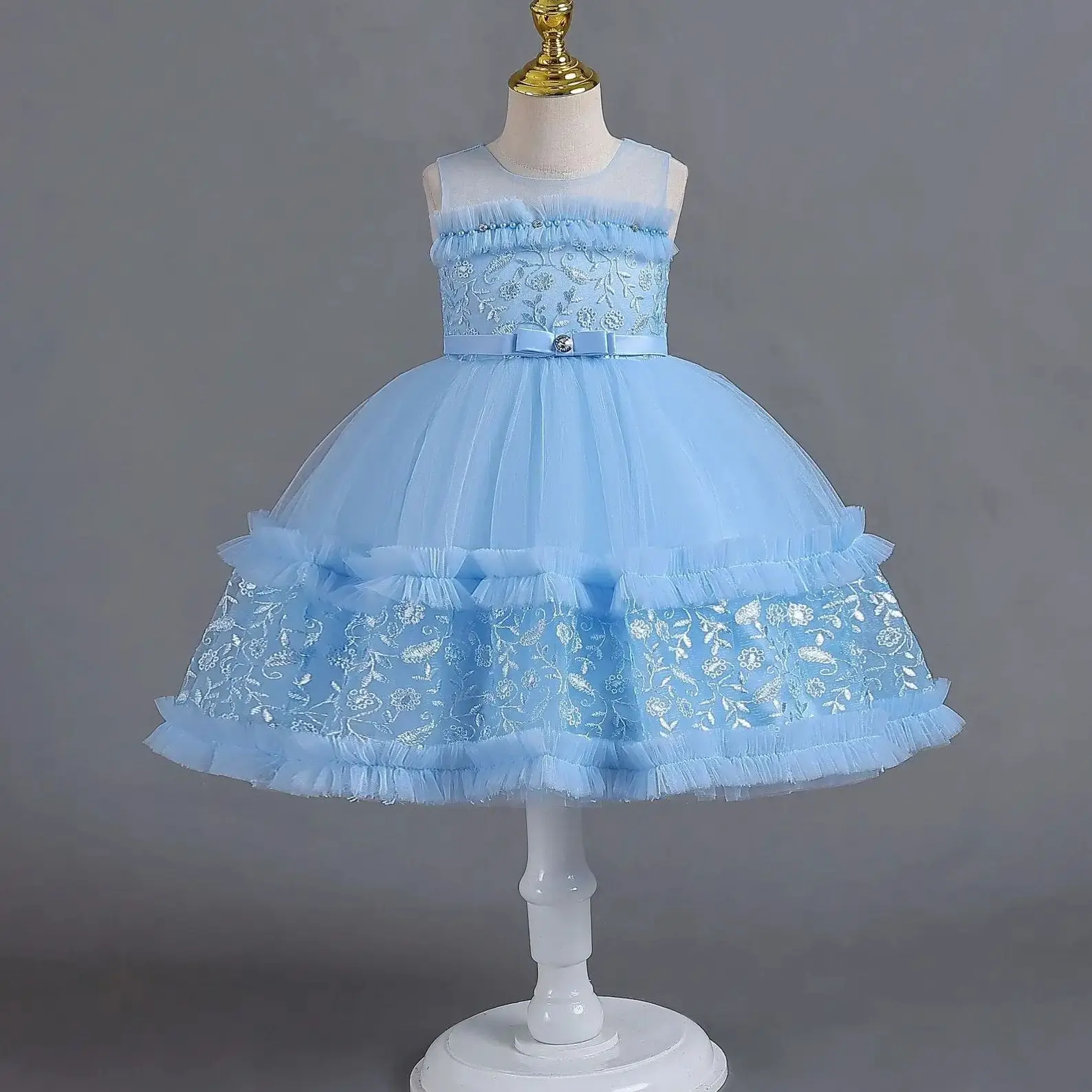 

HETISO Нарядное вечернее платье для девочек на день рождения, свадьбу, бал, с вышивкой и бисером, для детей 6 месяцев - 4 лет