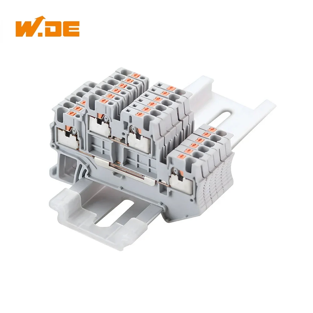 10pcs Din Rail Terminal Block PTTB-1.5 Electrical Connector 1.5mm Double Layer Spring Wiring Connection Wire Conductor PTTB1.5