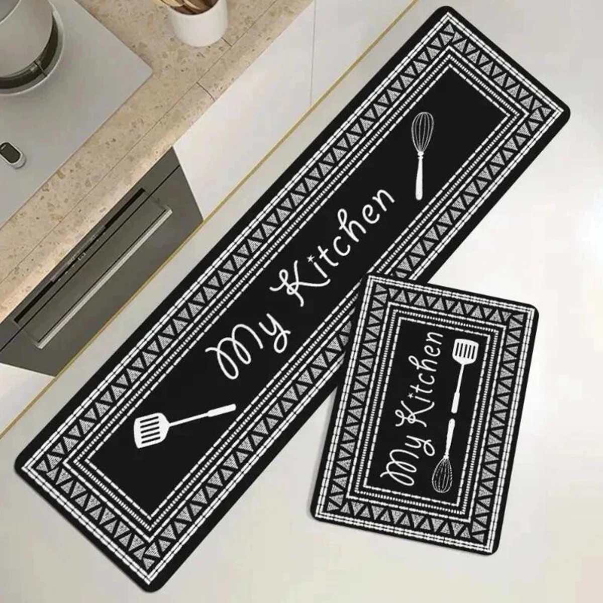 2pc Kitchen Floor Mat House Entrance Mats Bed Foot Rugs Living Room Floor Carpet Bathtub Side Bath Crystal Velvet Mat Home Decor