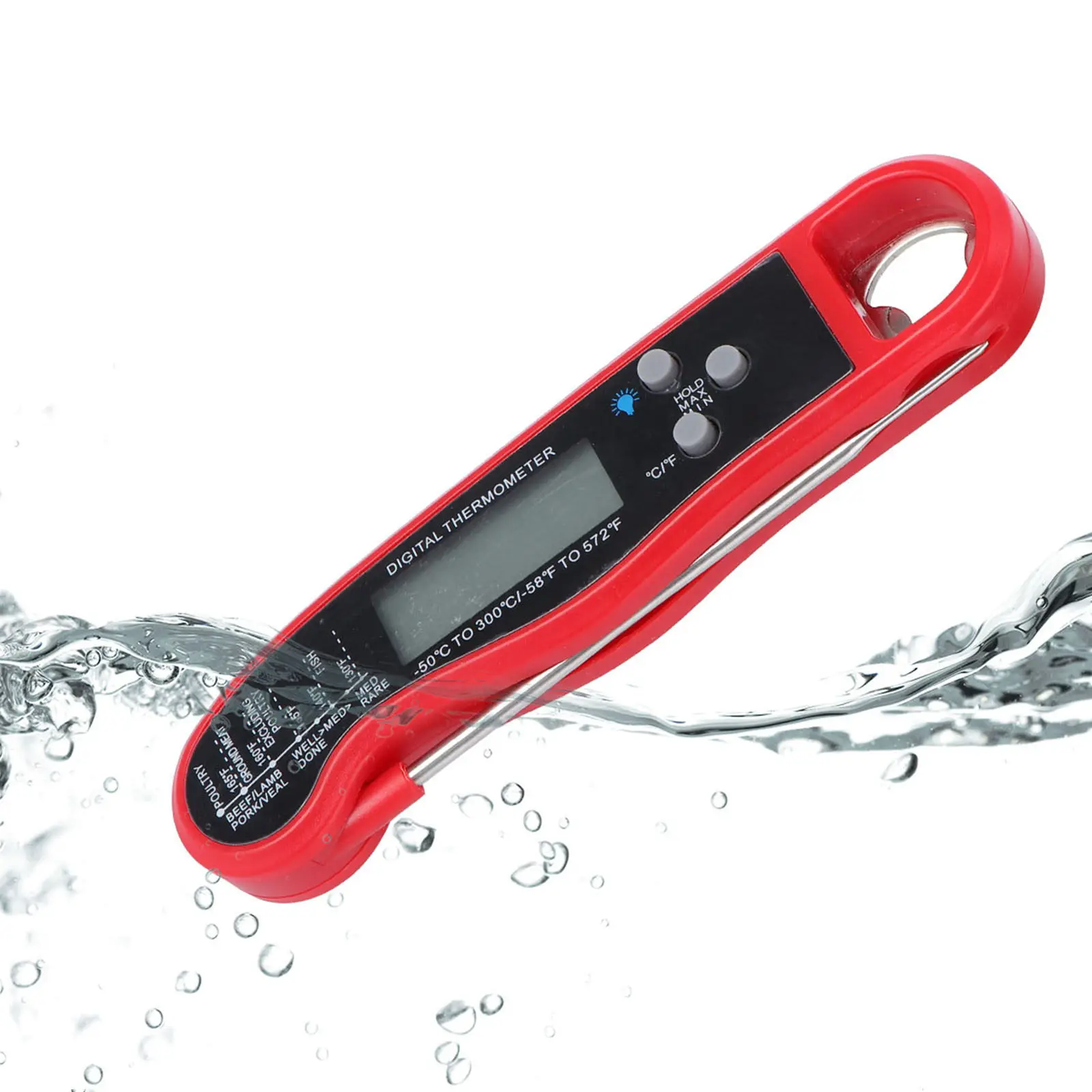 1Pcs Folding Digital Kitchen Meat Thermometer Waterproof Cooking Probe Grill Electronic Thermometer for Barbecue Smoking Beef
