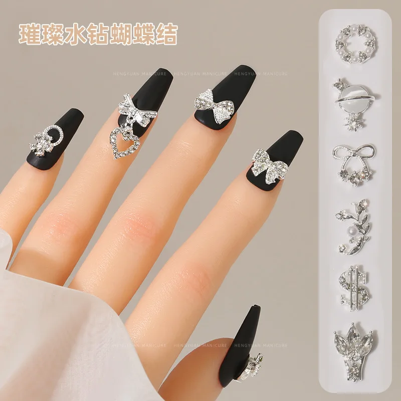 Nail Art Bowknot Heart Alloy Nail Decoration Moon Flower Butterfly Nail Rhinestone Accessories
