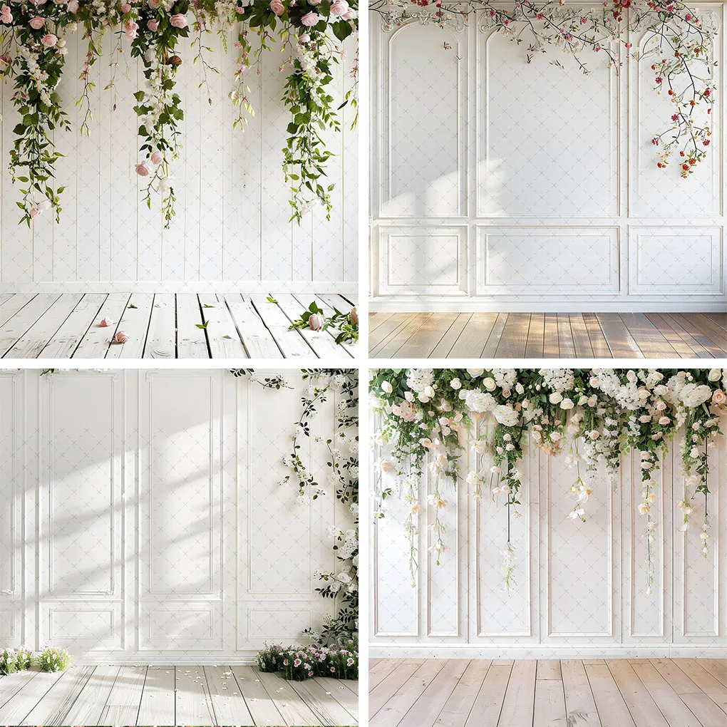 Mehofond Photography Background Hanging Floral White Panel Wall Adult Birthday Maternity Portrait Decor Backdrop Photo Studio