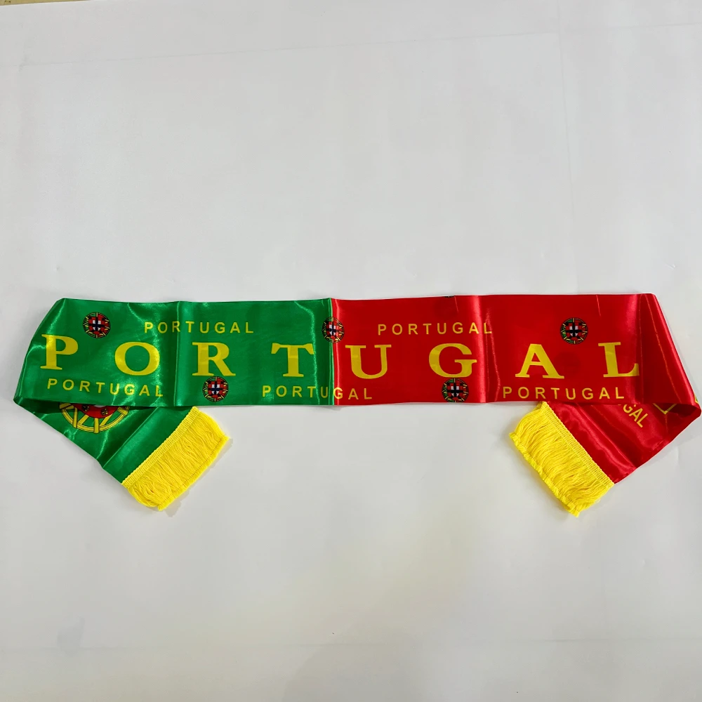 Portugal flag scarf14x130cm double-sided printed polyester polyester fabric football fans Portugal scarf flag banner