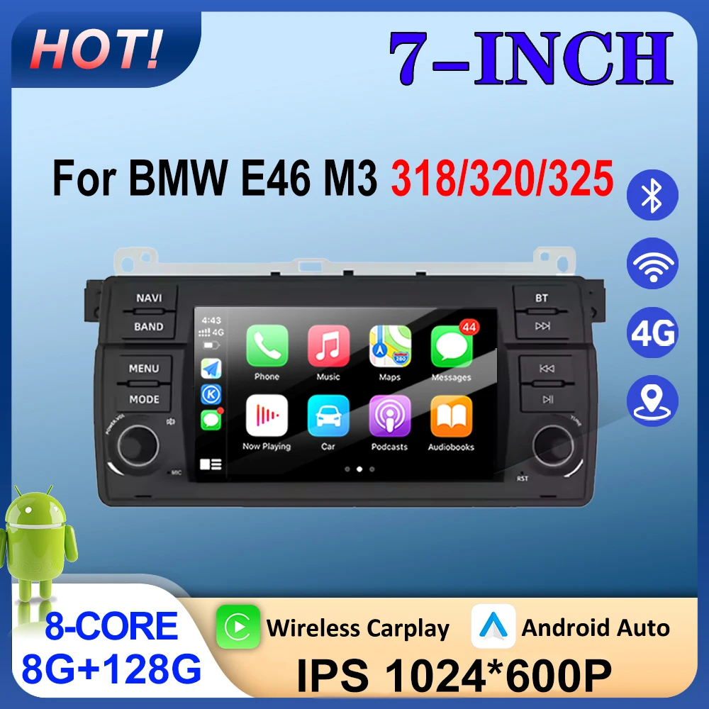 

Автомобильный Android 16 для BMW 3 серии E46 M3 318/320/325 авто радио стерео головок мультимедийный плеер GPS-навигация 4G