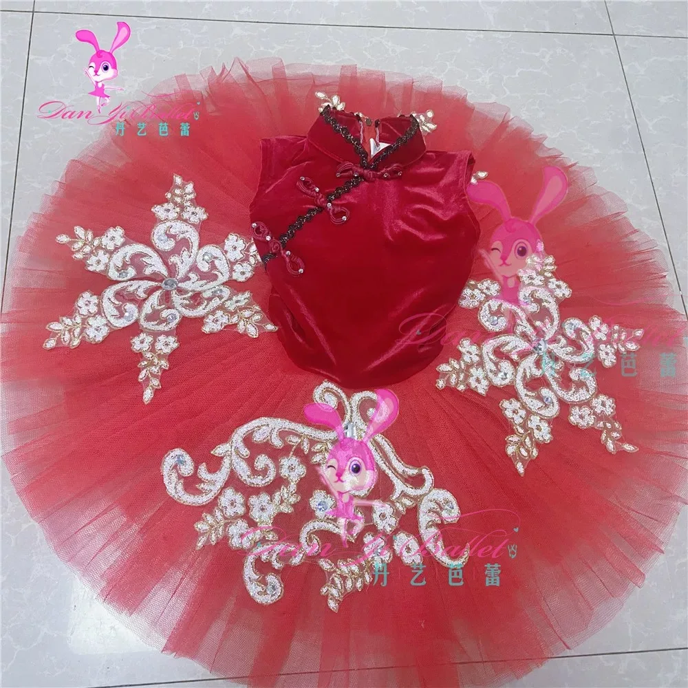 Danyi Adult Red Girl Chinese style simple performance Competition Ballet dress tutu dress