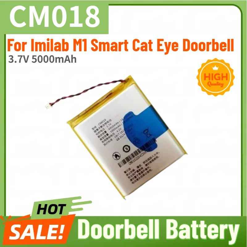 CM018 Battery 3.7V 5000mAh for Imilab M1 Smart Cat Eye Doorbell High Quality Replacement Battery