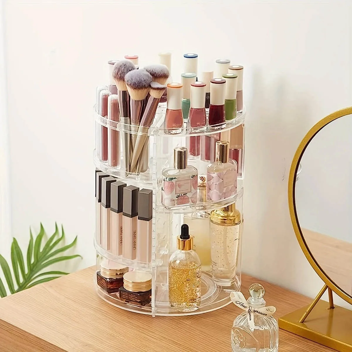 360° Rotating Makeup Organizer, Spinning Bathroom Organizer Countertop, Cosmetic Holder Shelf,(Clear)