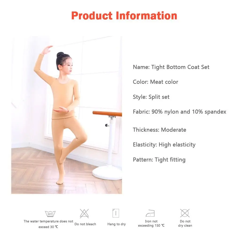 Fashion Winter Thermal Underwear Suits Nude Color Fleece Dance Tights Warm Stretch Leotard