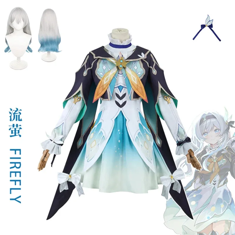 

Game Honkai Star Rail Firefly Cosplay Costume Dress Uniform Wig Full Set Suits Uniform Firefly Cosplay Wig Costume Props