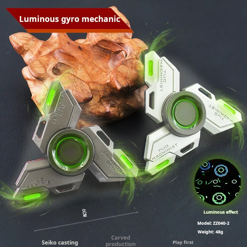Светящийся в темноте Спиннер - металлическая игрушка Tri-Spinner премиум-класса с длинной шпилькой EDC, гаджет для снятия стресса для взрослых и подростков Светящийся в темноте Спиннер - металлическая игрушка Tri-Spinner премиум-класса с длинной шпилькой EDC, гаджет для снятия стресса для взрослых и подростков