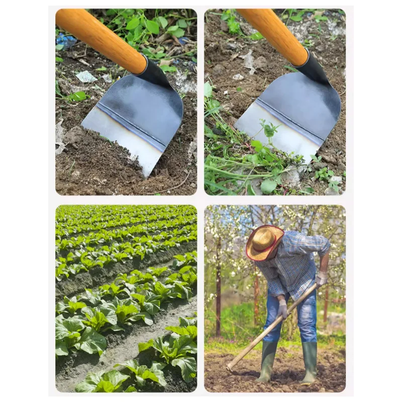 All steel garden hoe and weeding tool for vegetable backyard thick planting, digging soil and grass