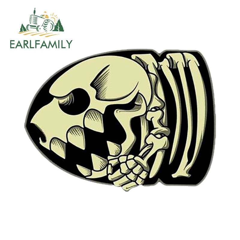 EARLFAMILY 13cm X 9.8cm for Skull Bullet Car Stickers Sunscreen Anime Decals Occlusion Scratch Bumper Windshield Car Styling